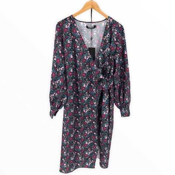 Fashion Union ASOS Wrap Midi Dress with Side Tie in Vintage Floral NWT - Picture 3 of 11